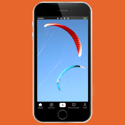 illustration téléphone et voiles de kite surf